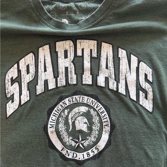 Michigan State Spartans Pressbox Women’s Edith Vintage Burnout Cropped T-Shirt - Picture 3 of 4